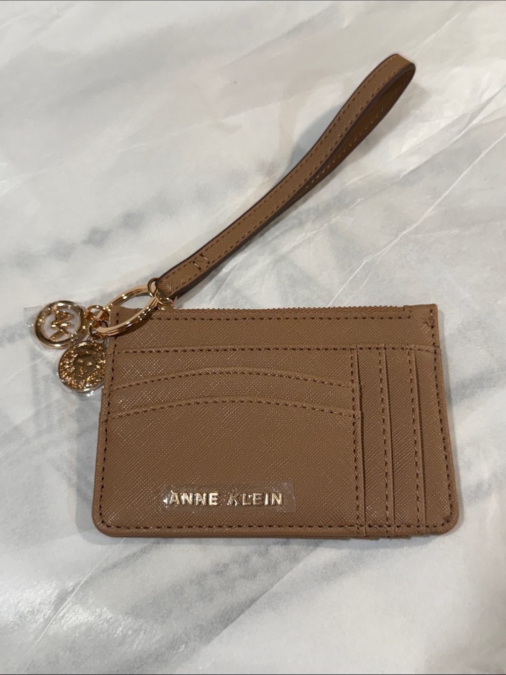 Anne Klein Tan NWOT Card Holder Wristlet with Rose Gold Accents